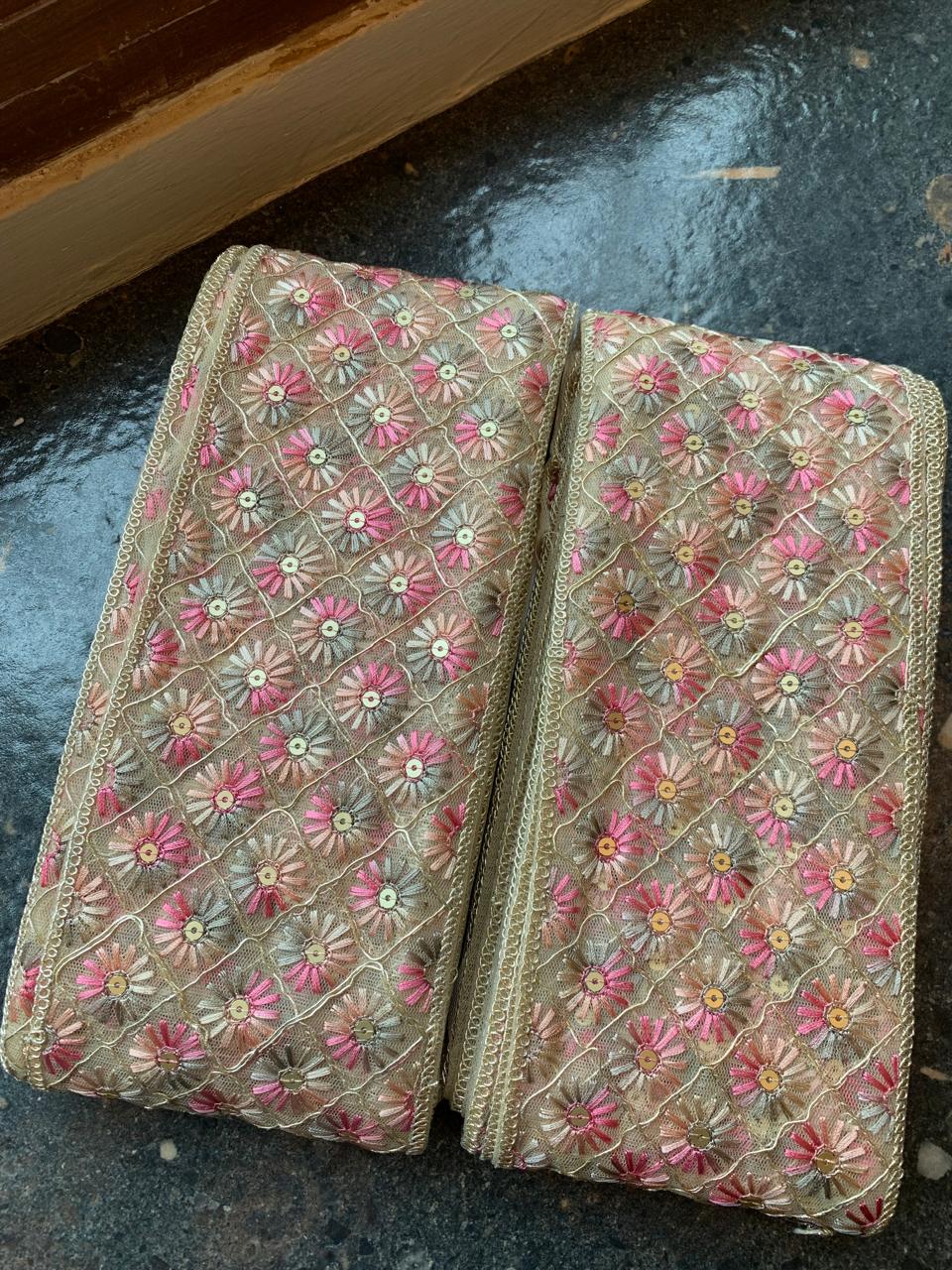 Floral Embroidered Mesh Lace Border