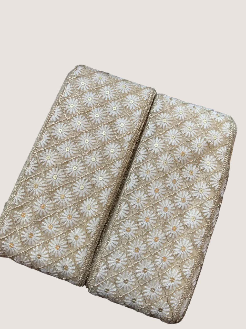 Floral Embroidered Mesh Lace Border