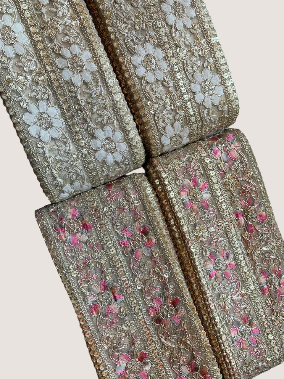 Sequinned and Embroidered Lace Borders