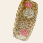 Premium Golden Zari & Beaded Floral Lace Trim