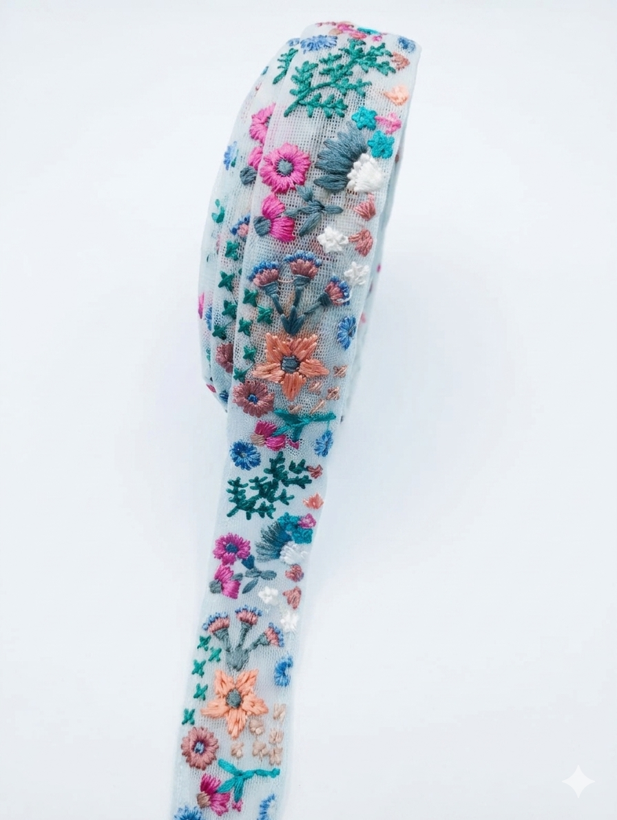 Wildflower Meadow Embroidered Tulle Trim