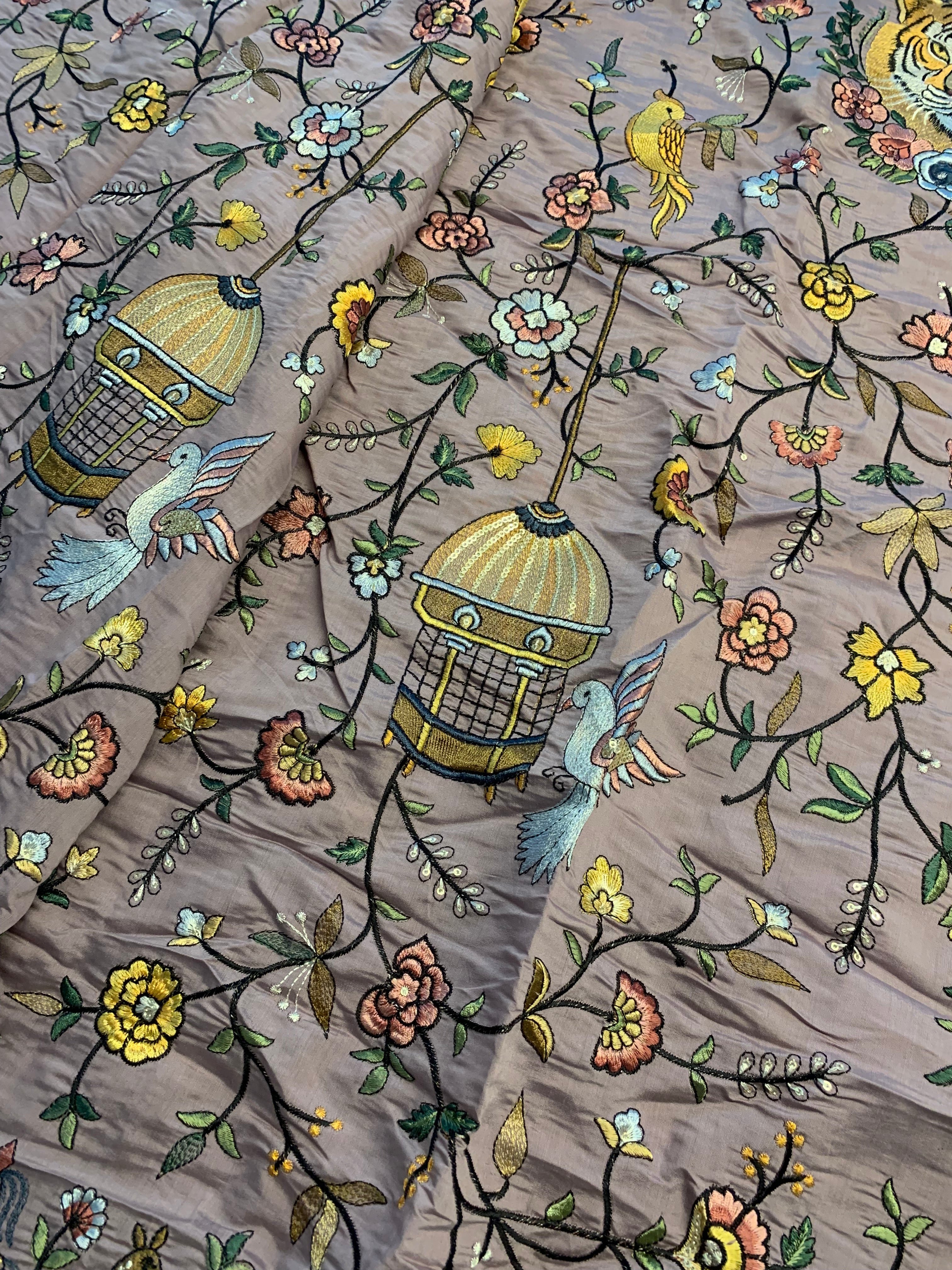 Hand-Embroidered Parsi Gara Silk