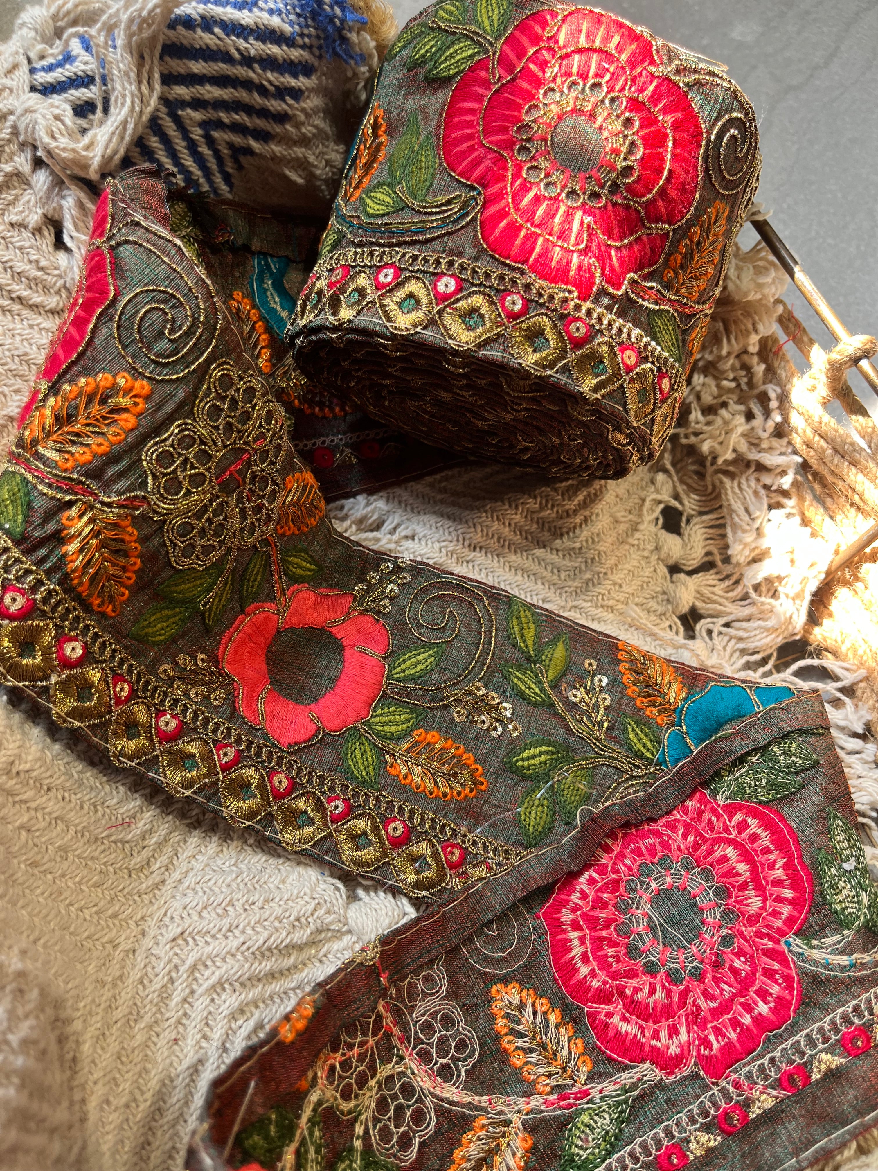 Bohemian Vibrant Floral Fabric Trim