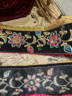 Luxury Floral Embroidered Velvet Lace Trim