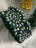 Emerald Green Mirror Work Embellishment