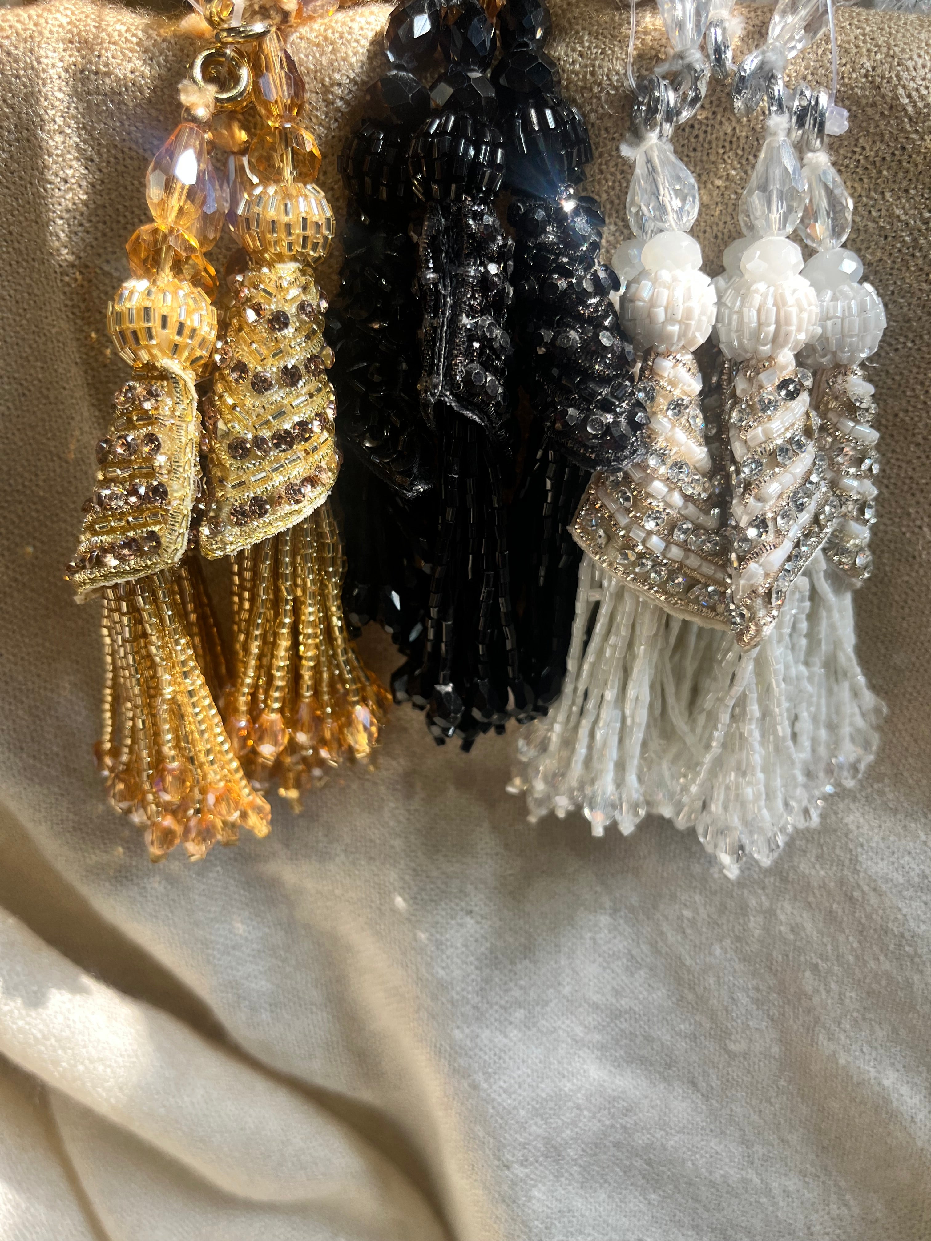 Crystal White Beaded Bridal Tassels