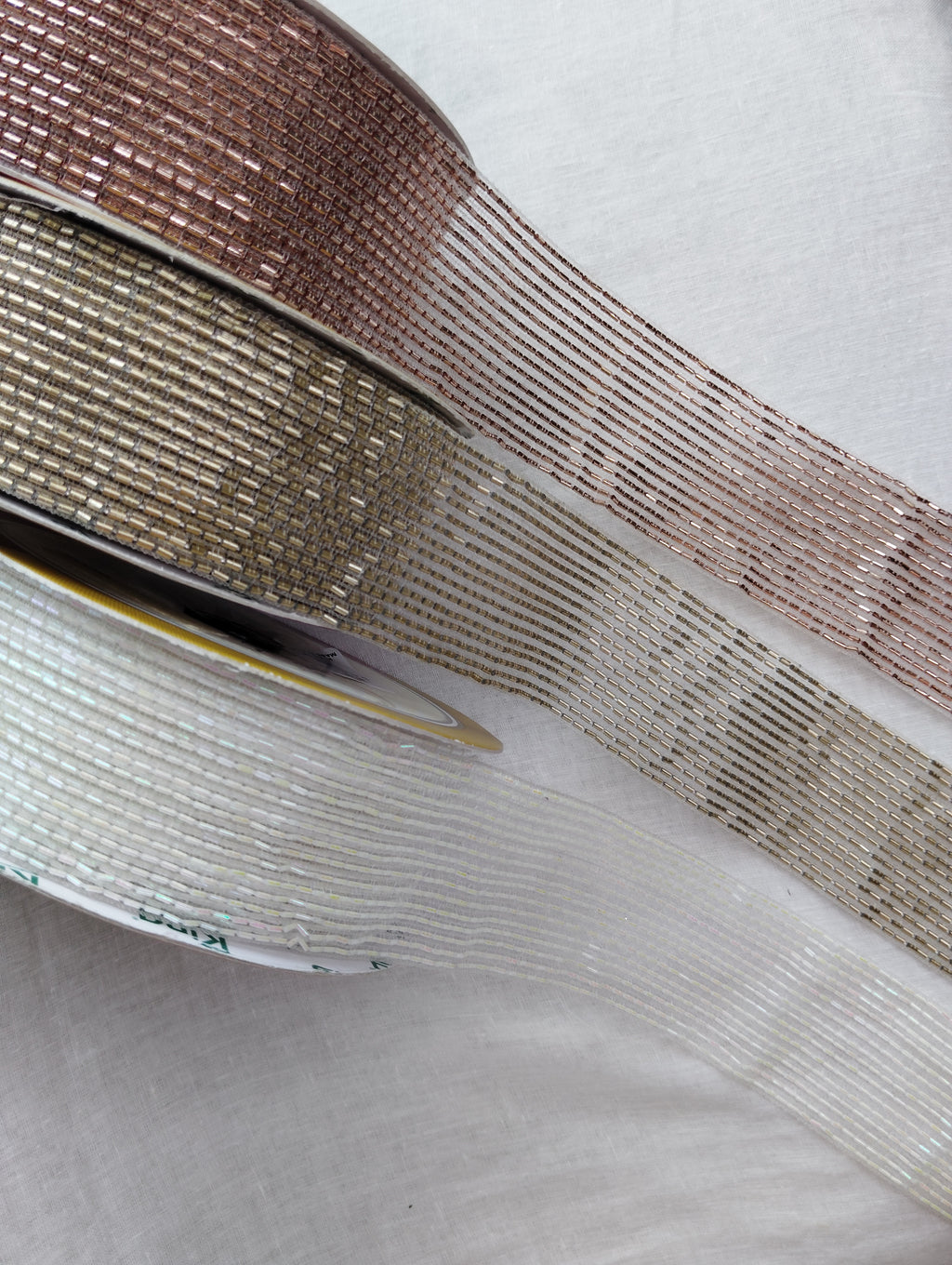 Metallic Bugle Bead & Sequin Ribbed Border Trim