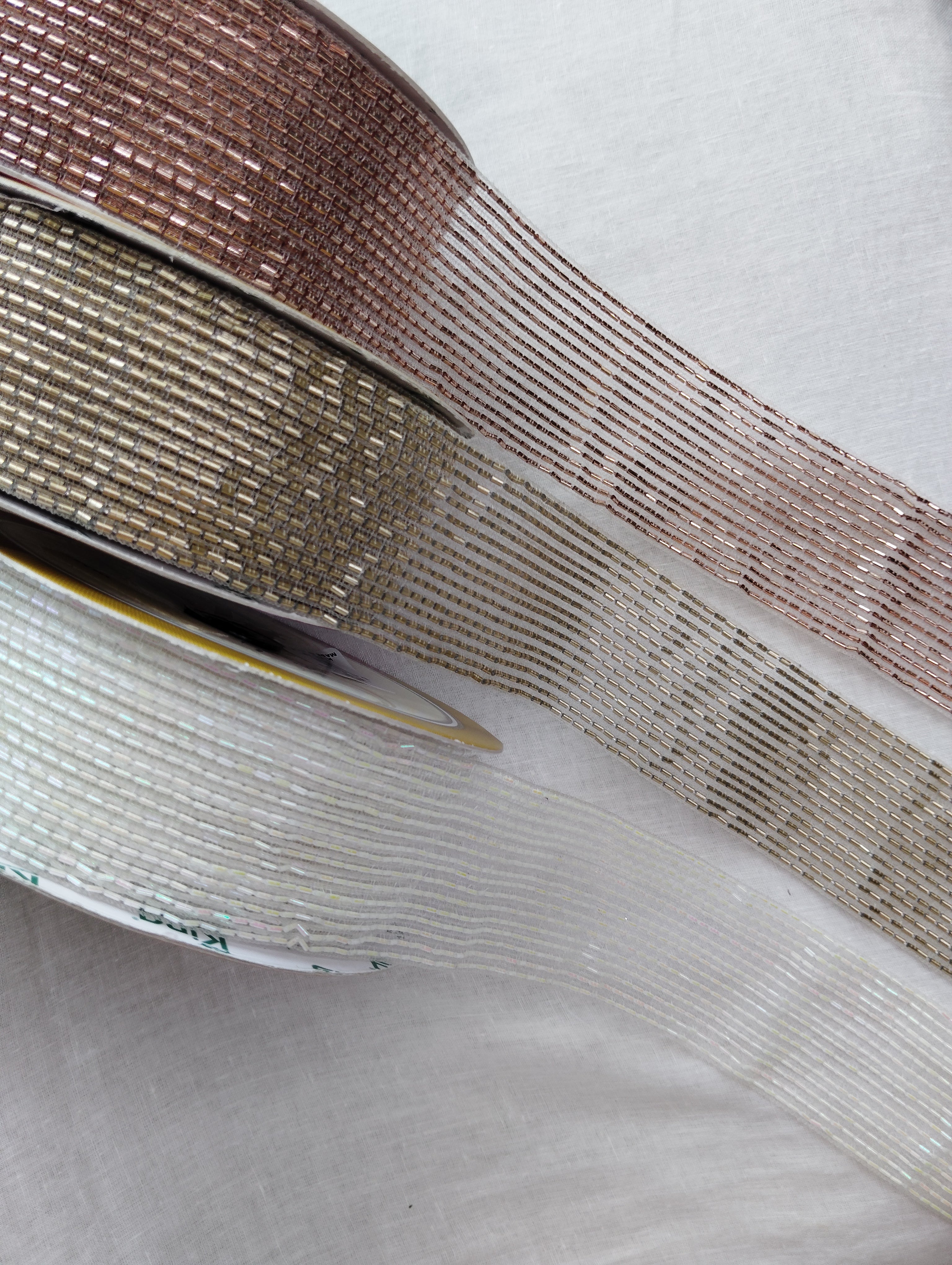 Metallic Bugle Bead & Sequin Ribbed Border Trim