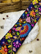 Multicolor Floral and Peacock Embroidered Trim – Vibrant Ethnic Lace