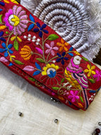 Multicolor Bird and Floral Embroidered Trim