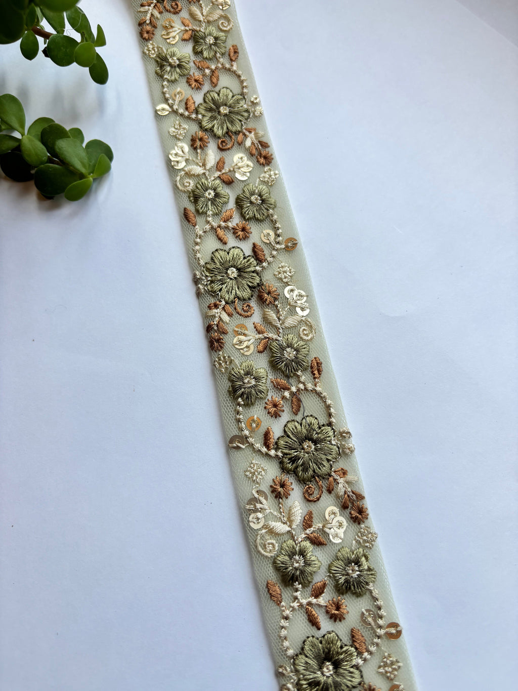 Floral Embroidered Net Trim