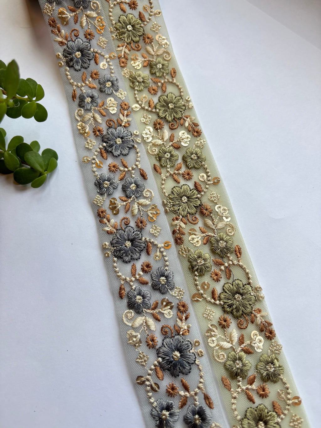 Floral Embroidered Net Trim