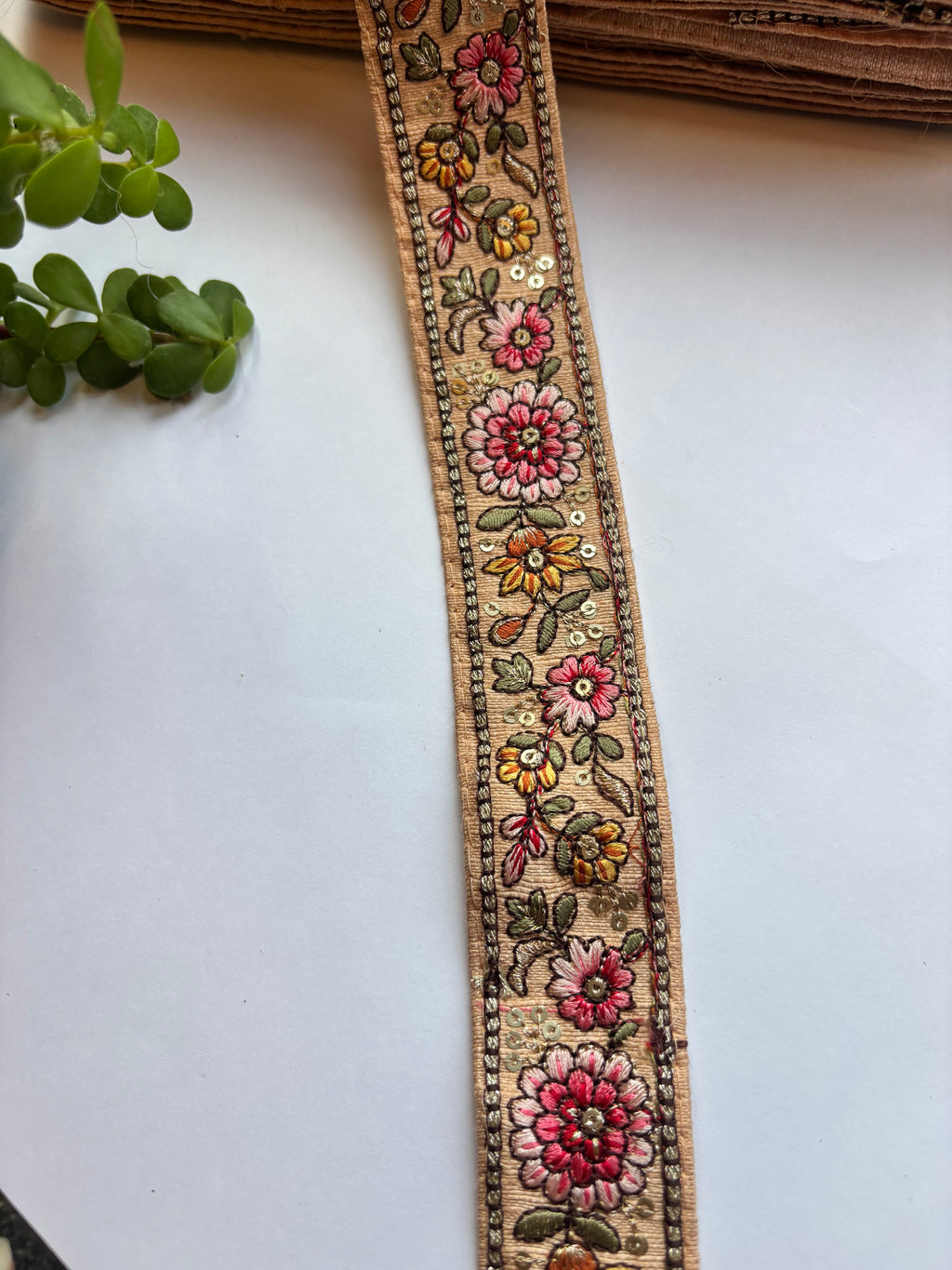 Floral Embroidered Silk Trim