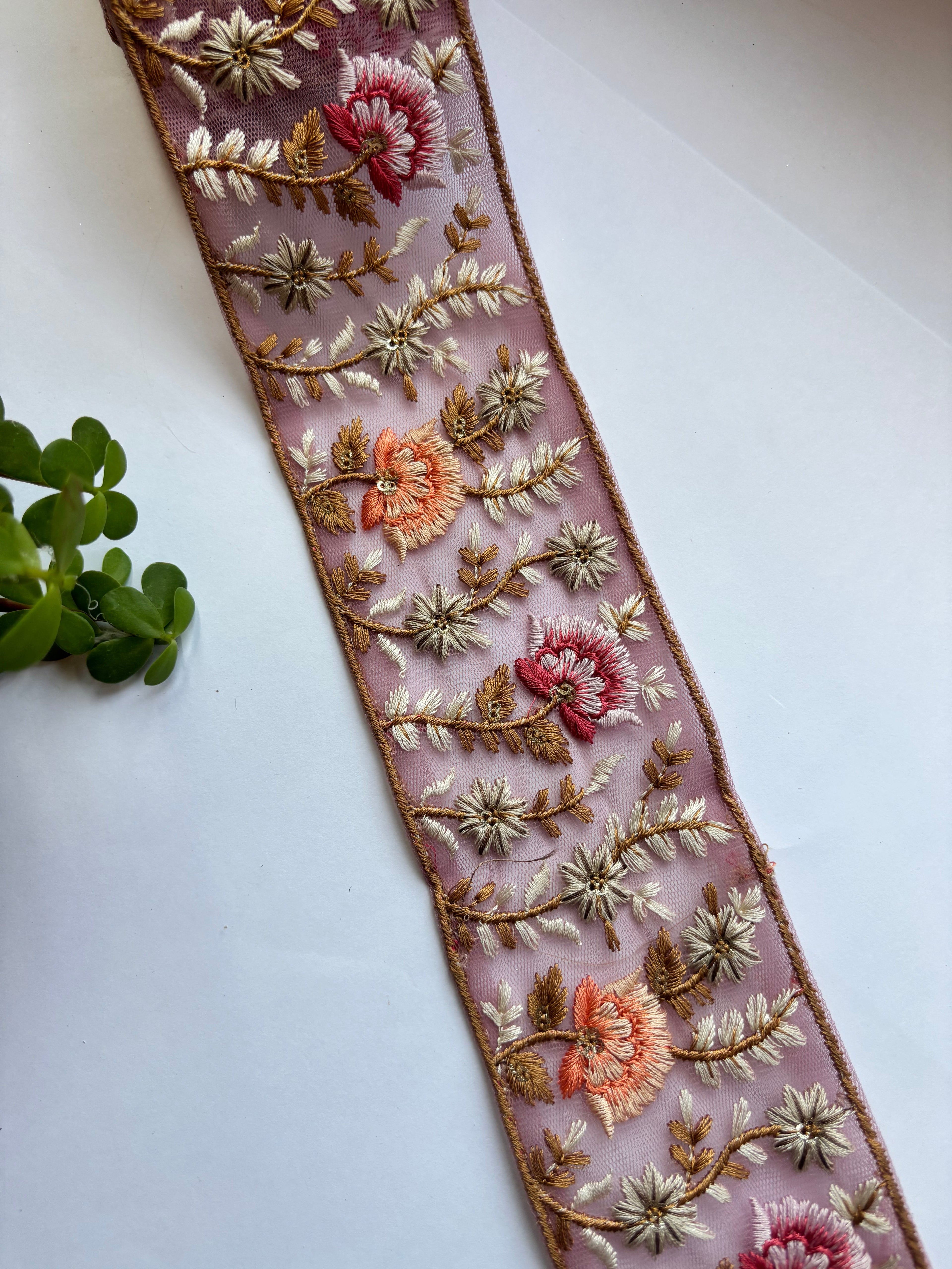 Floral Embroidered Net Lace Trim