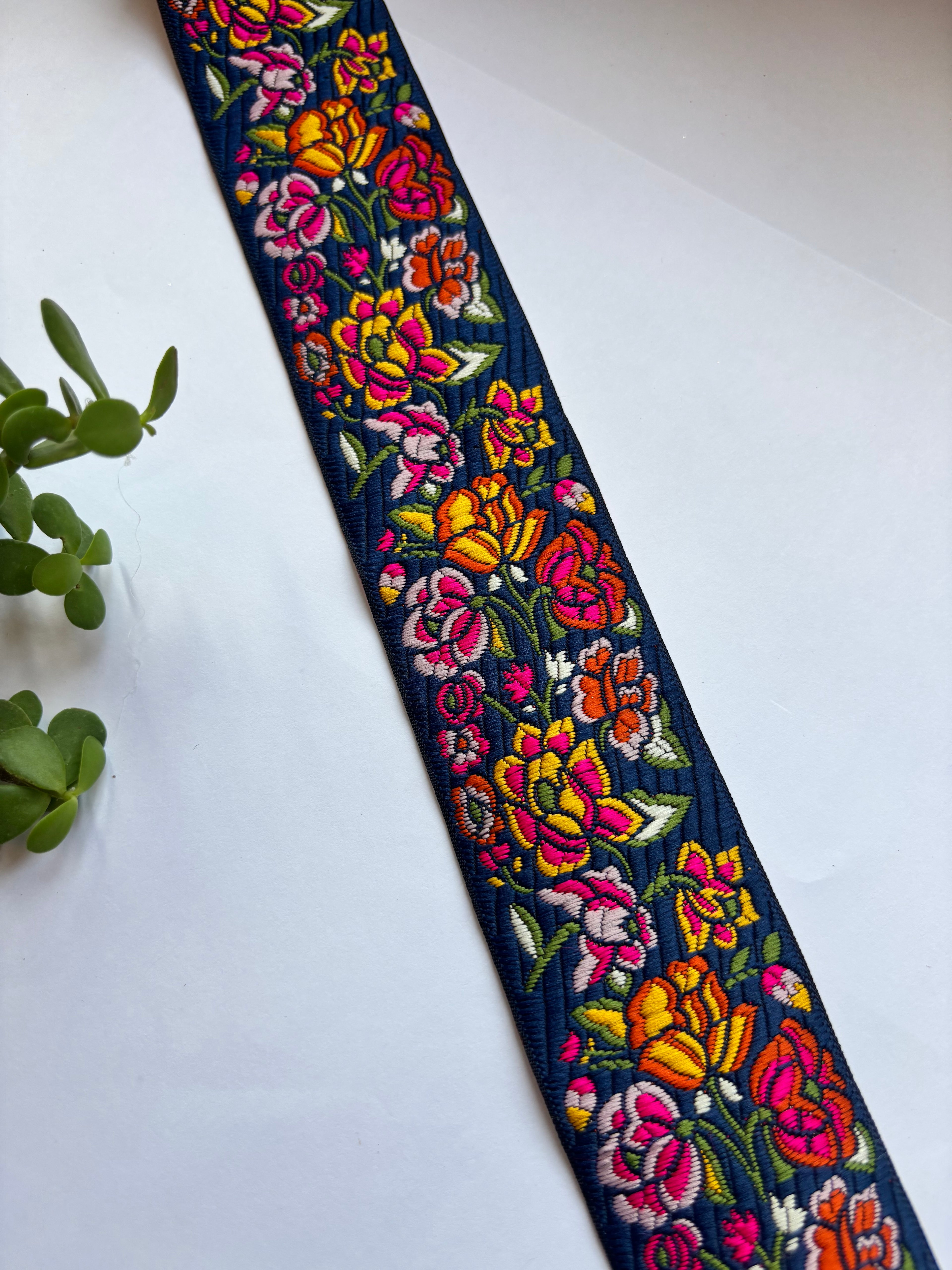 Embroidered Floral Jacquard Ribbon