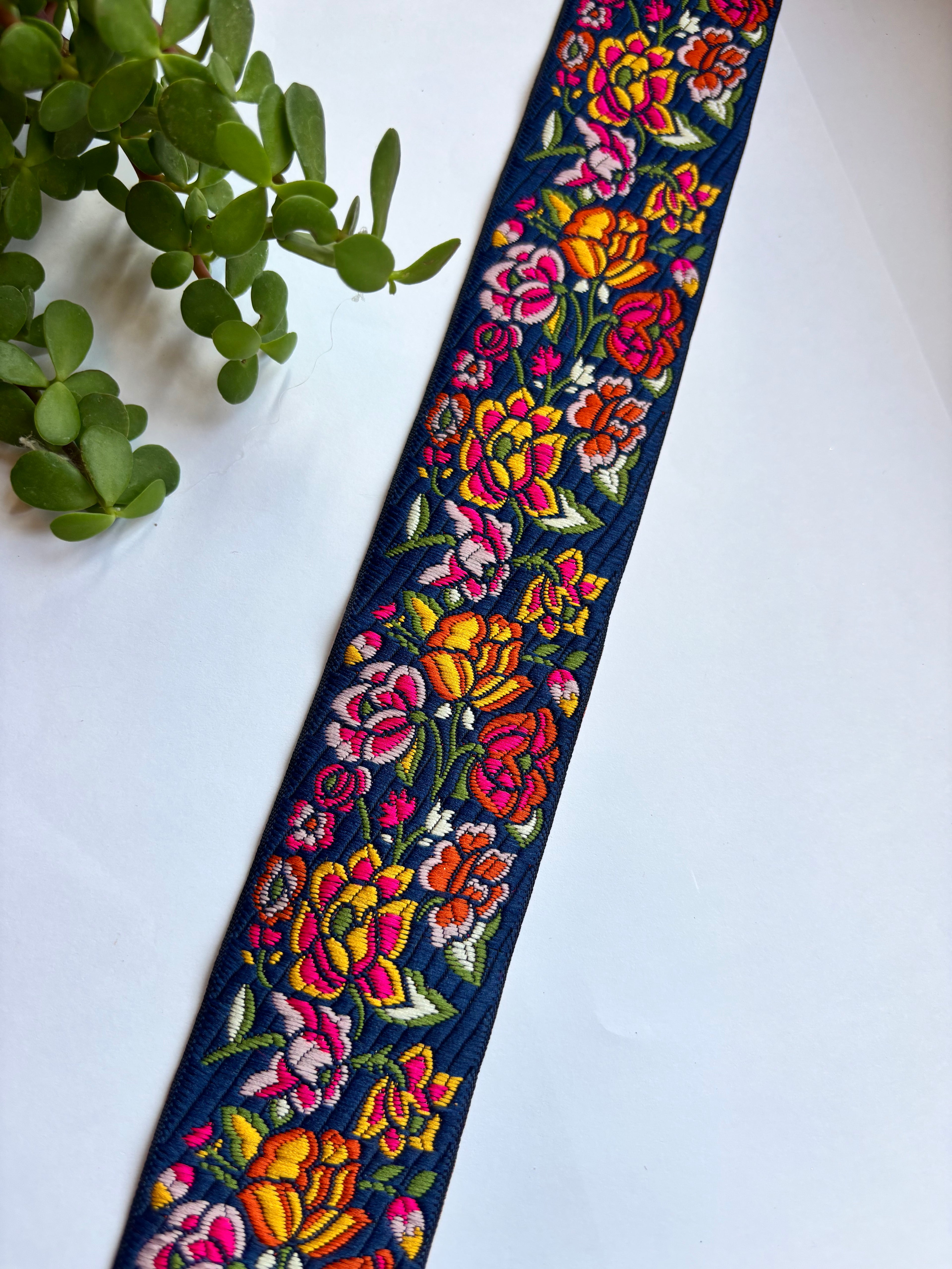 Embroidered Floral Jacquard Ribbon