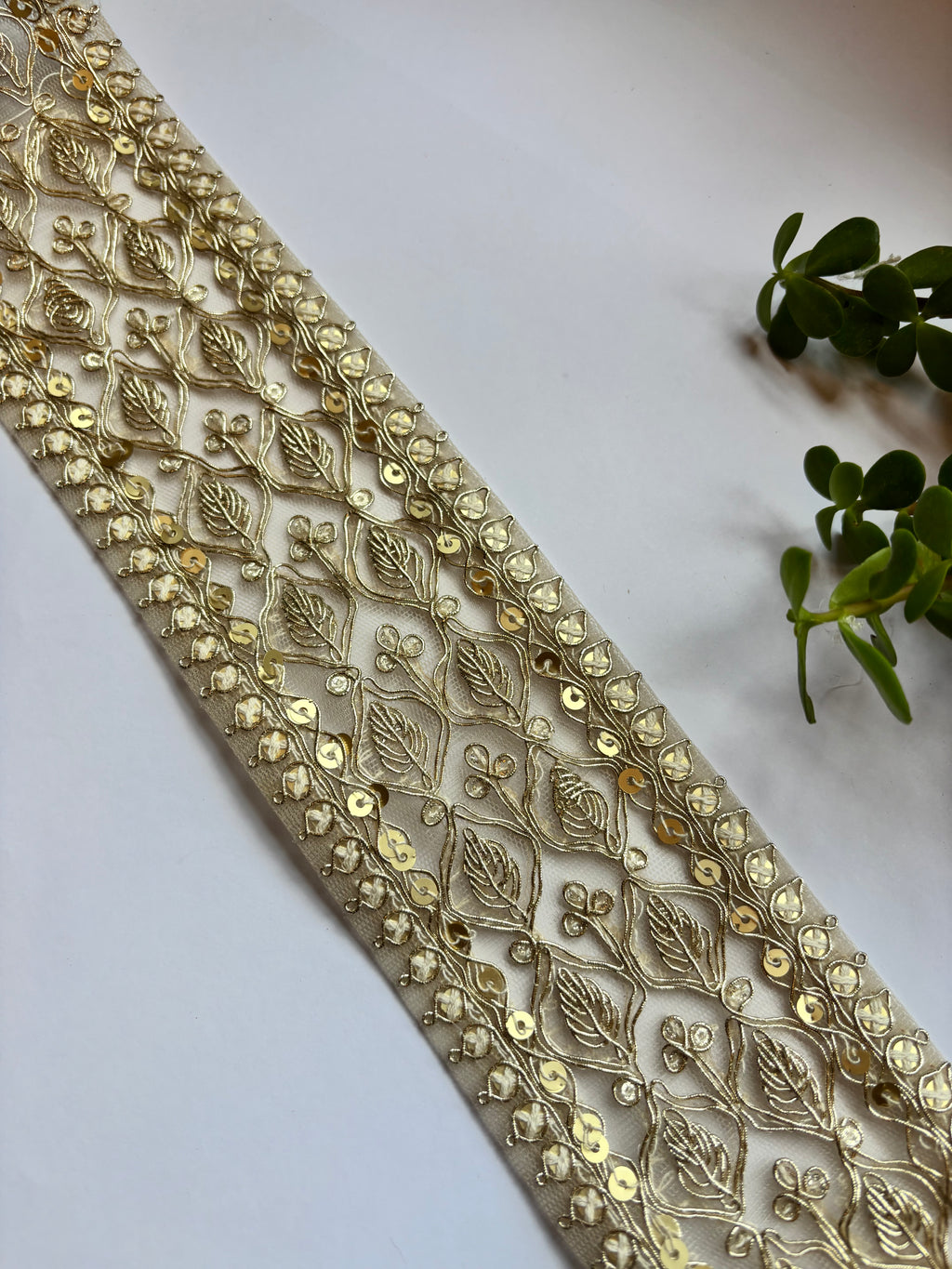 Embroidered Sequined Net Lace Border Trim