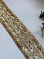 Embroidered Sequined Net Lace Border Trim