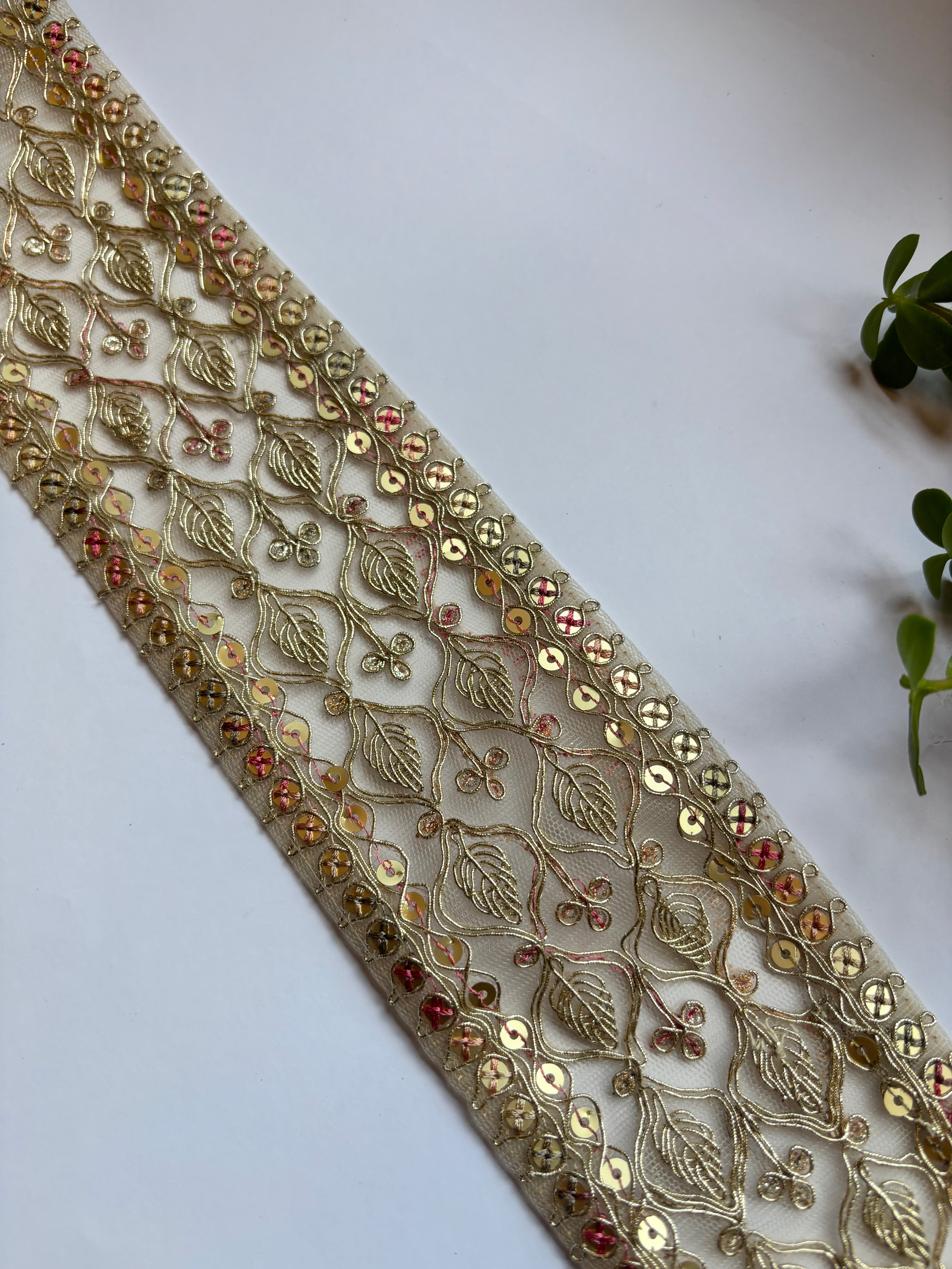 Embroidered Sequined Net Lace Border Trim