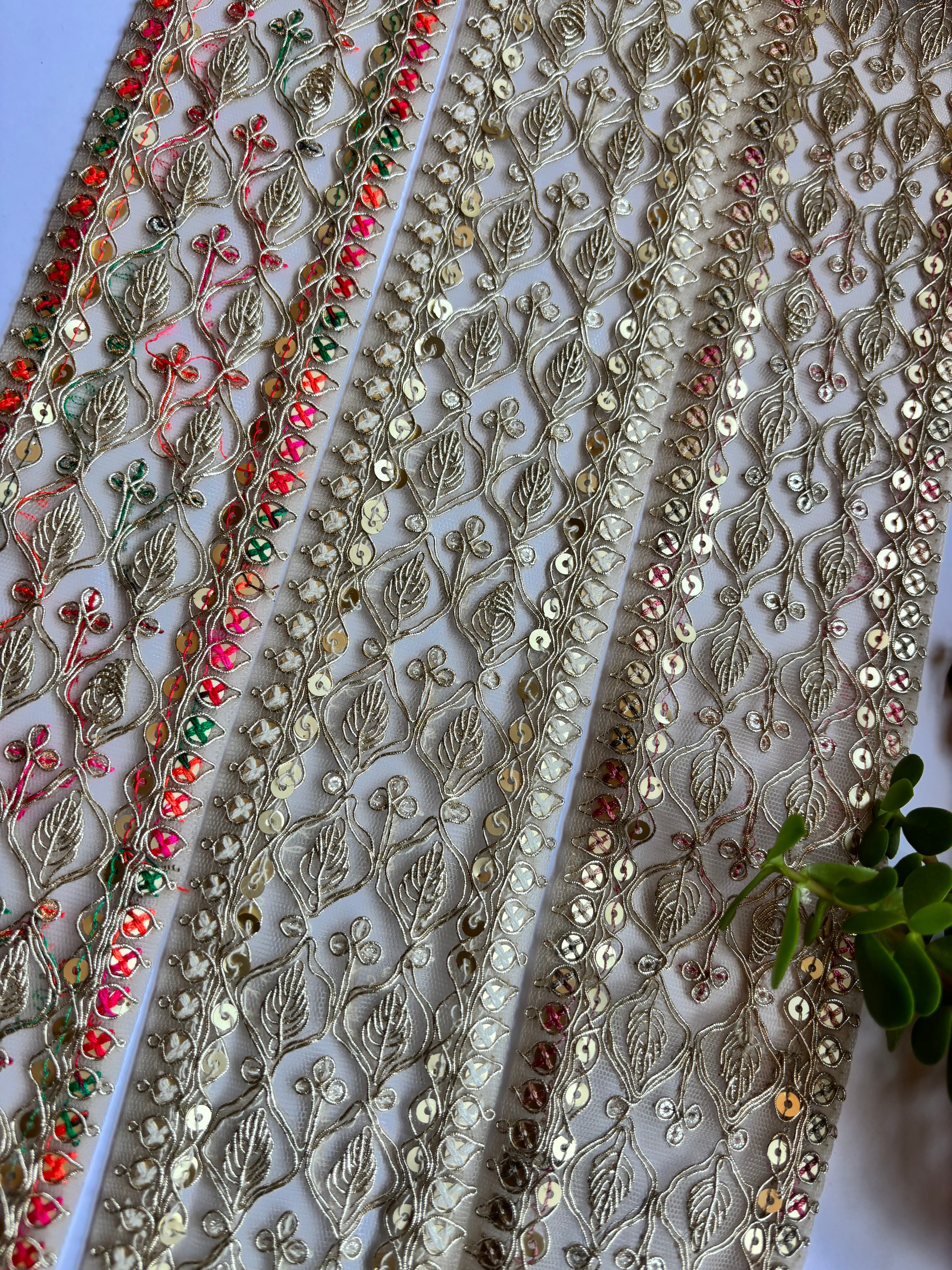 Embroidered Sequined Net Lace Border Trim