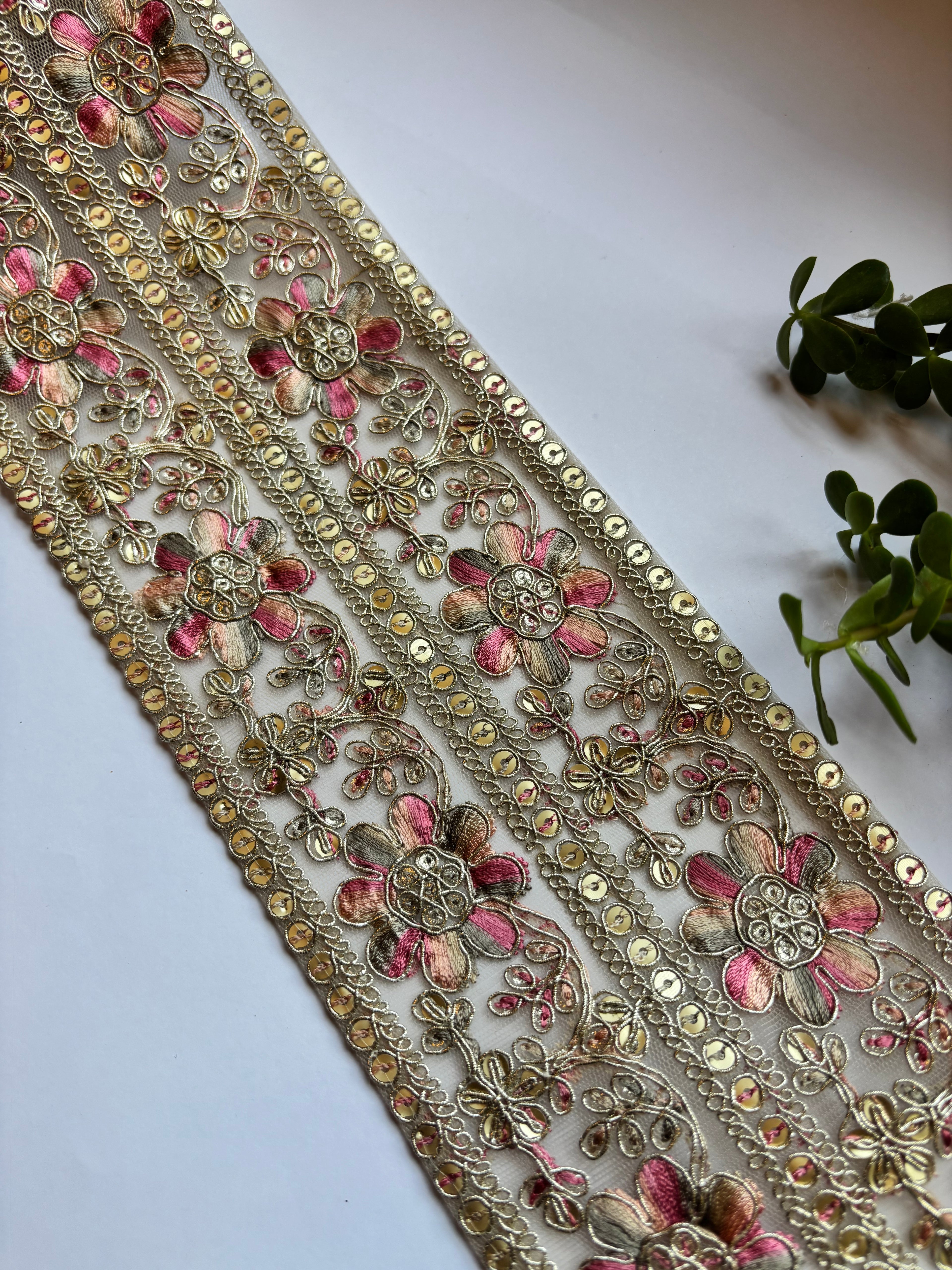 Sequinned and Embroidered Lace Borders