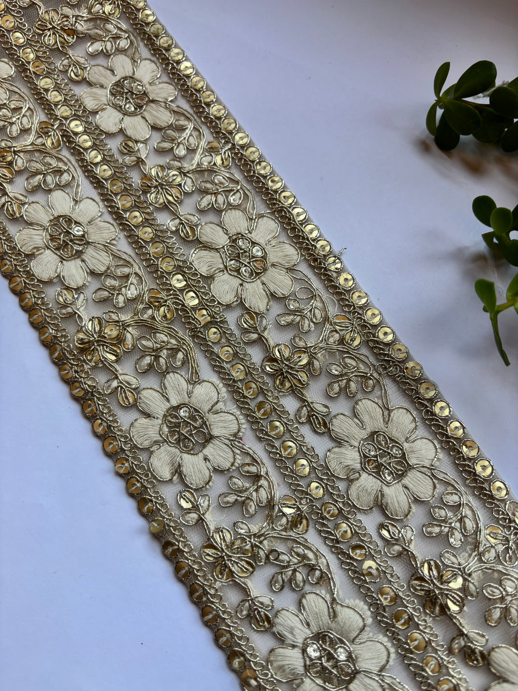 Sequinned and Embroidered Lace Borders