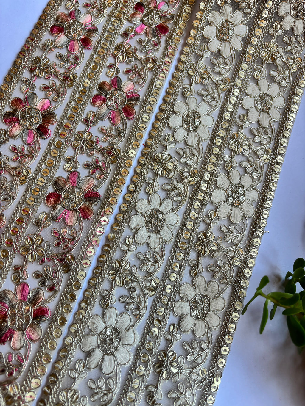 Sequinned and Embroidered Lace Borders