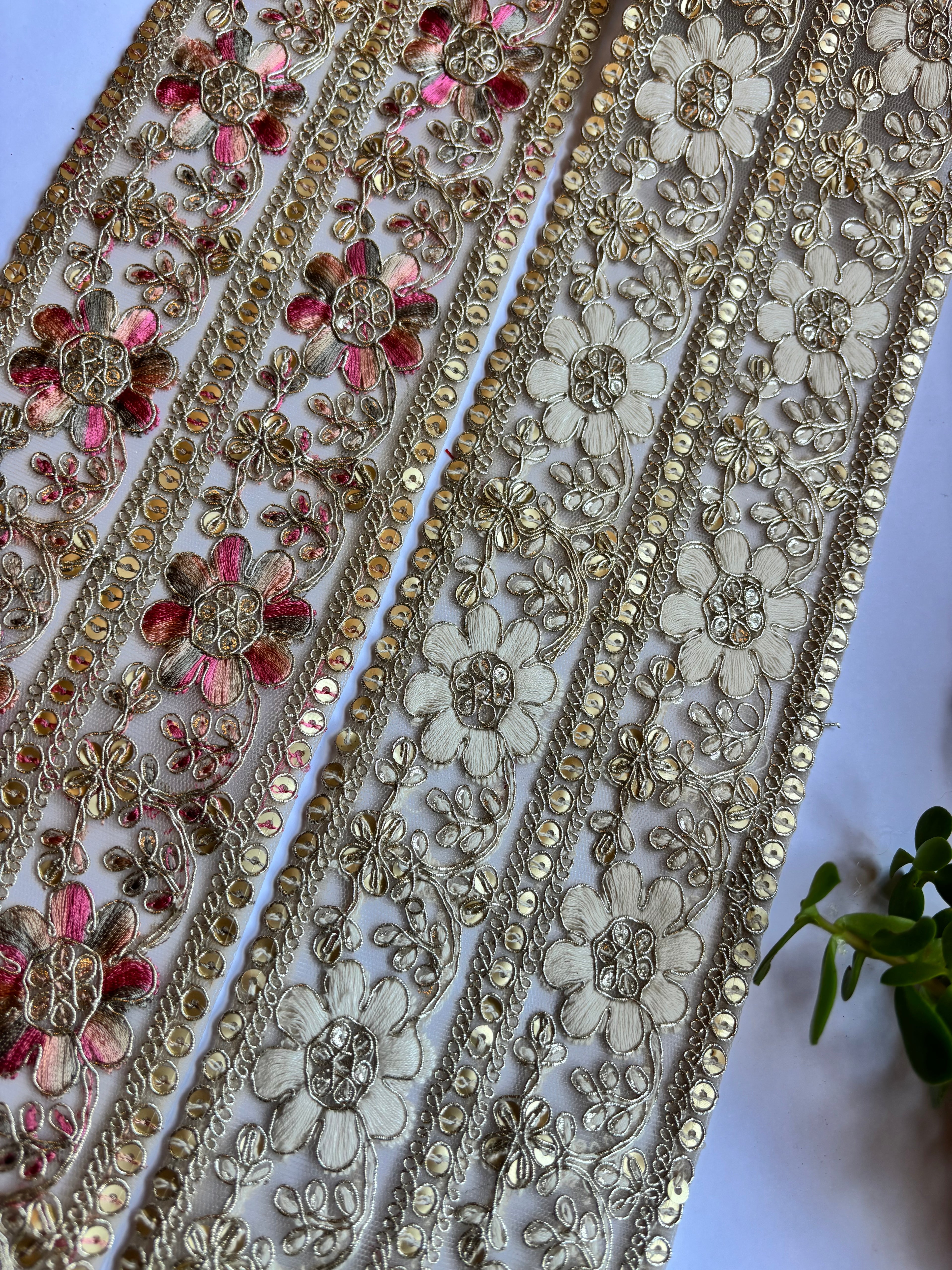 Sequinned and Embroidered Lace Borders