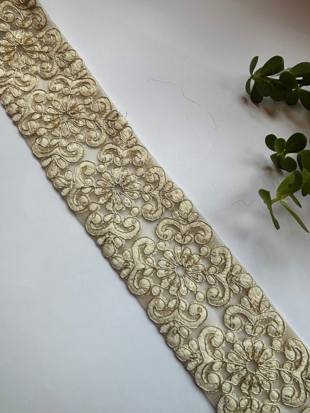 Embroidered Floral Net Lace Border Trim