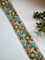 Exquisite Floral Embroidered Lace Trim with Sequins