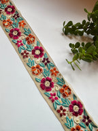 Exquisite Floral Embroidered Lace Trim with Sequins