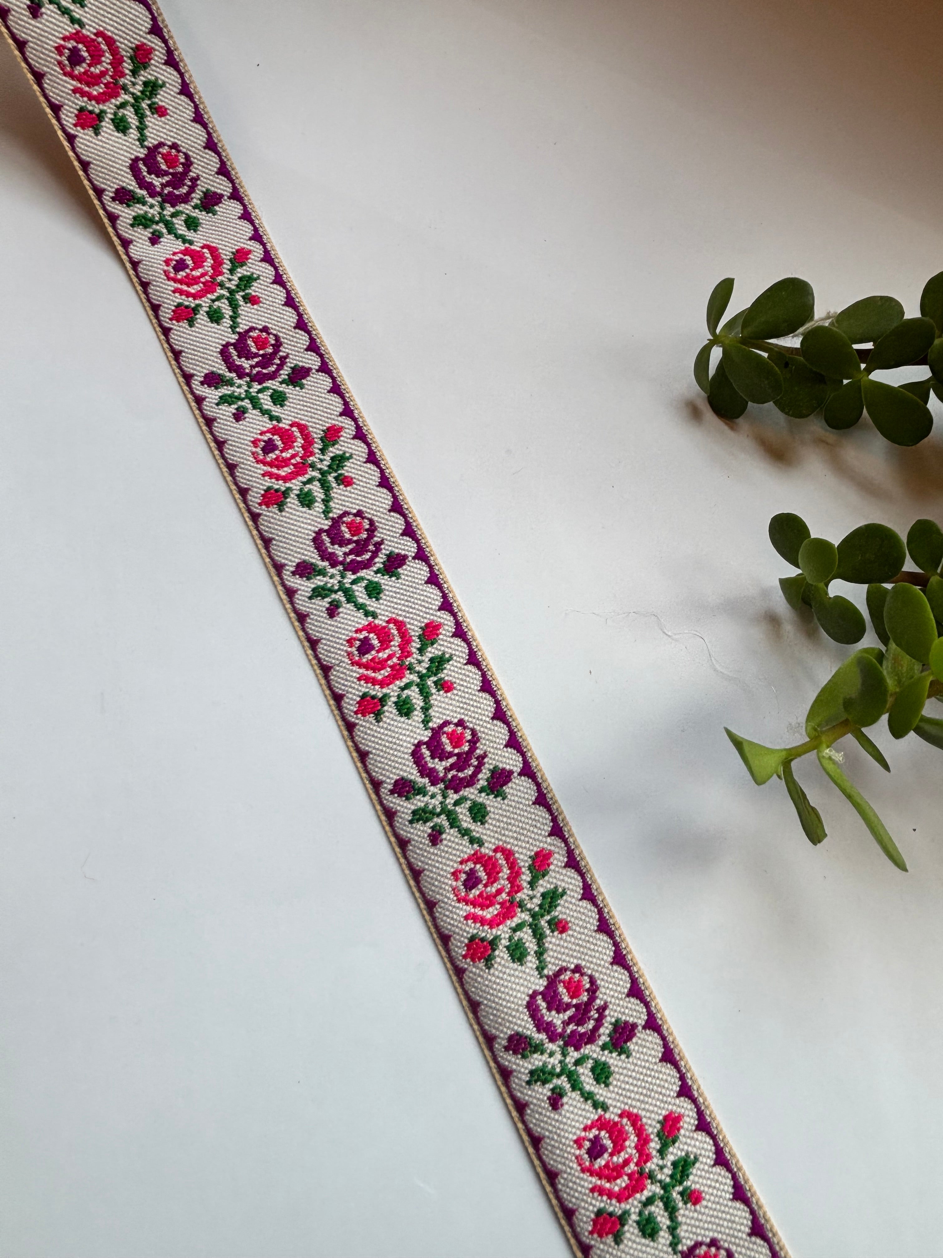 Floral Embroidered Ribbon Trim
