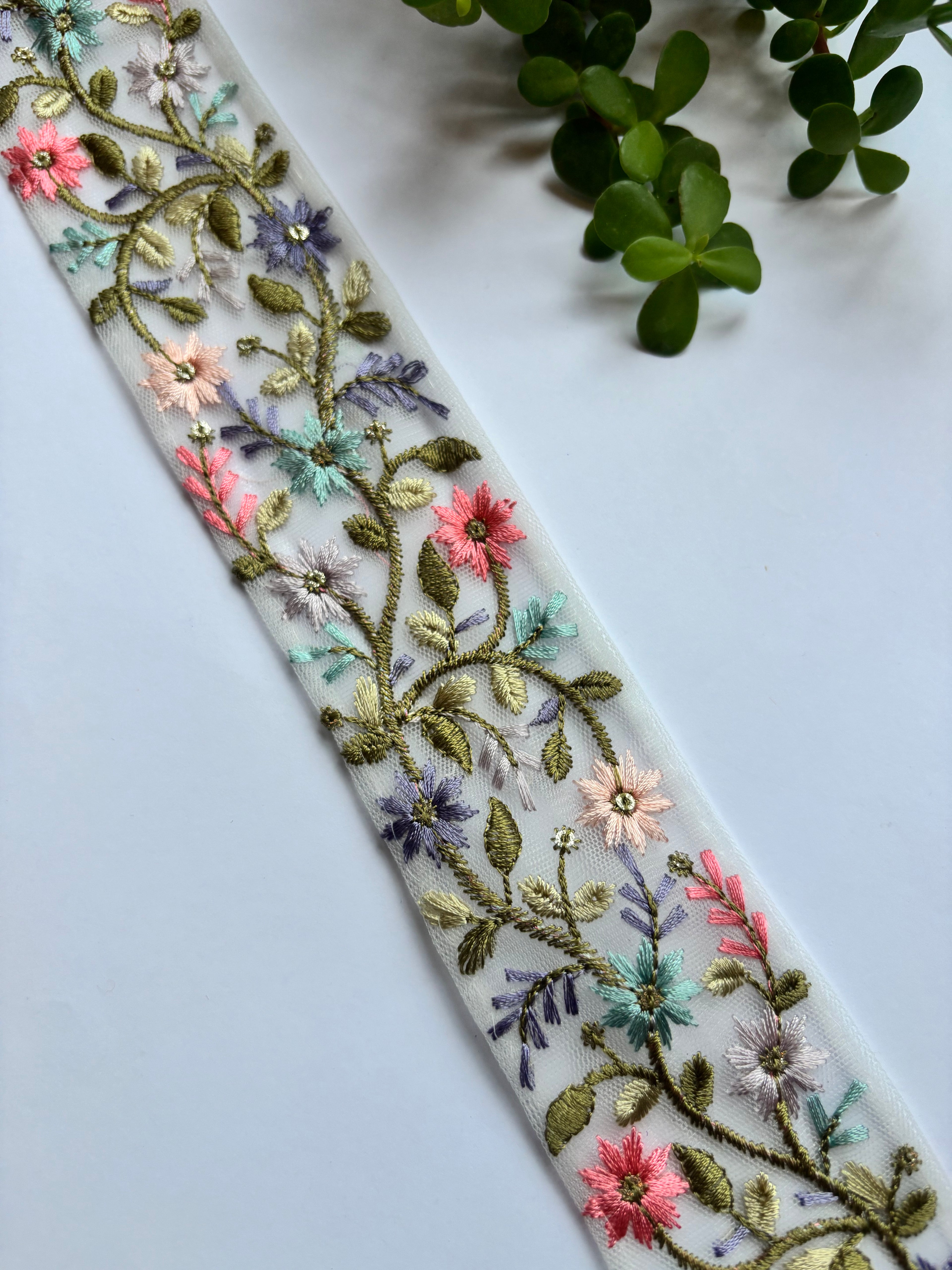 Summer Meadow Floral Embroidered Border