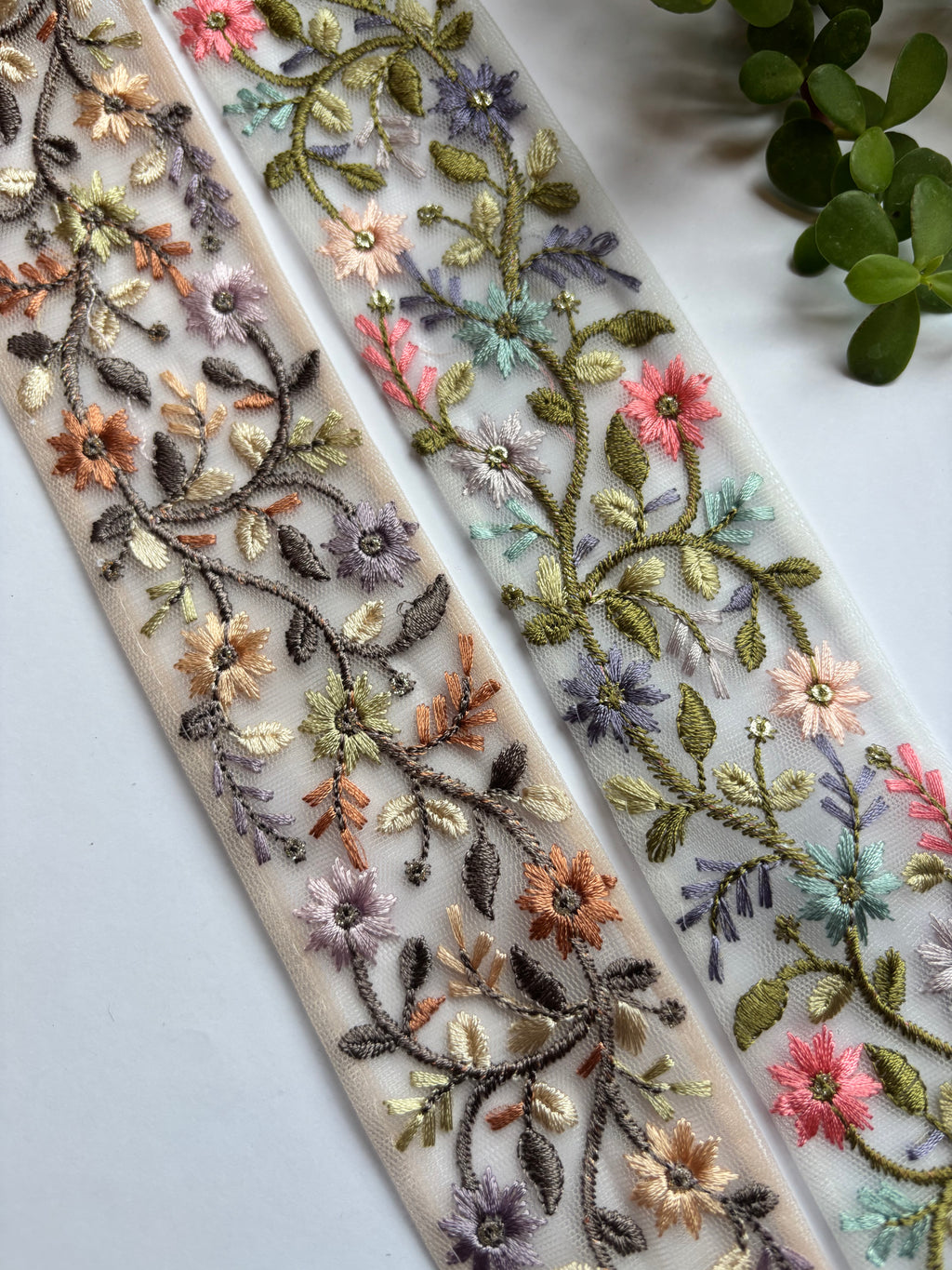 Summer Meadow Floral Embroidered Border