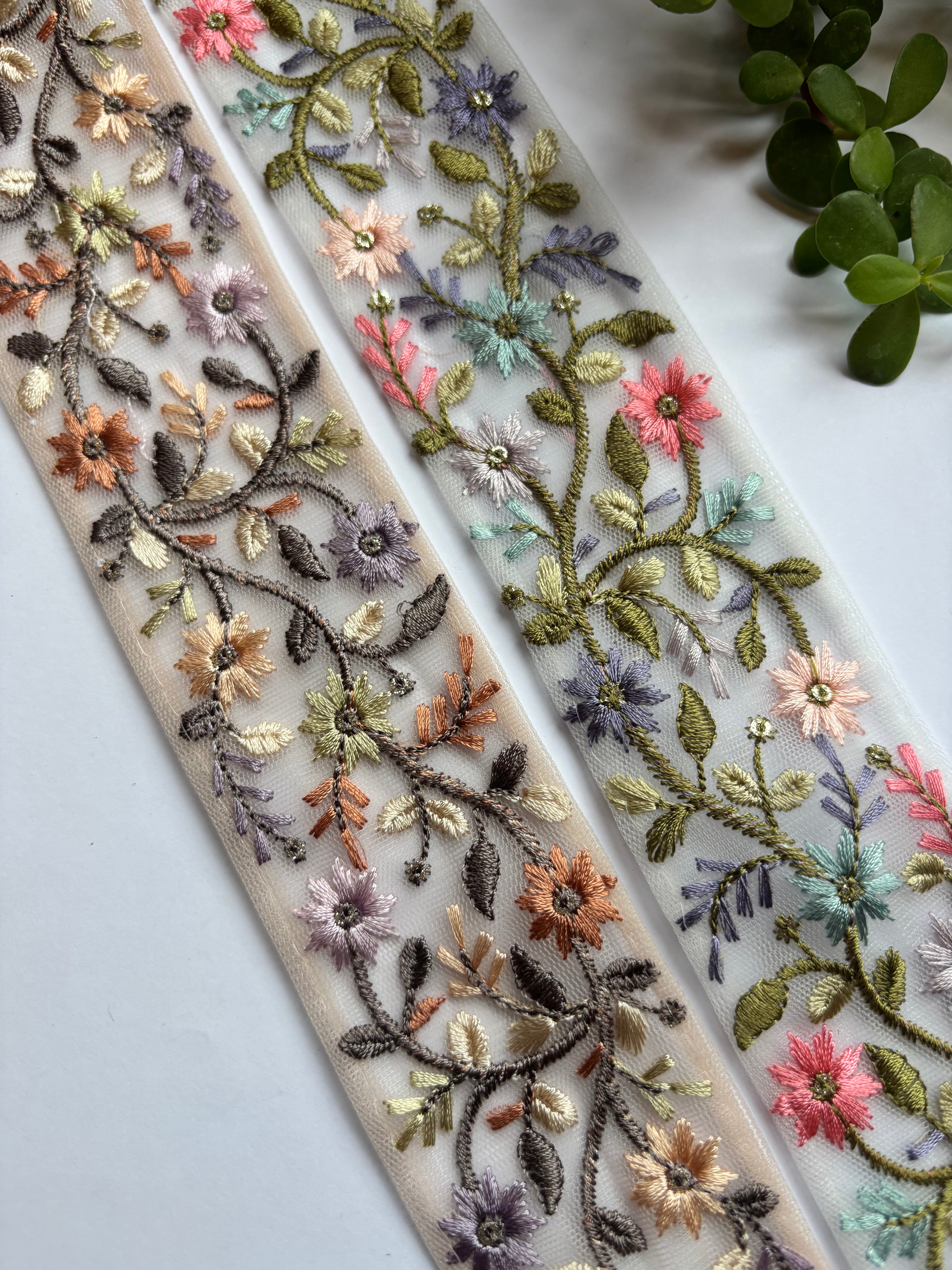 Summer Meadow Floral Embroidered Border