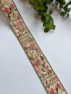 Exquisite Floral Hand-Embroidered Ribbon Trim