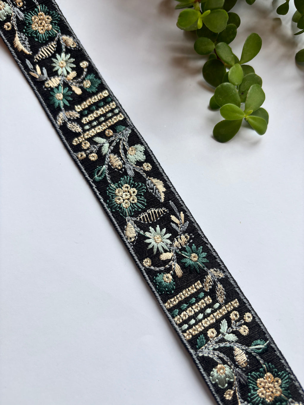 Exquisite Floral Hand-Embroidered Ribbon Trim