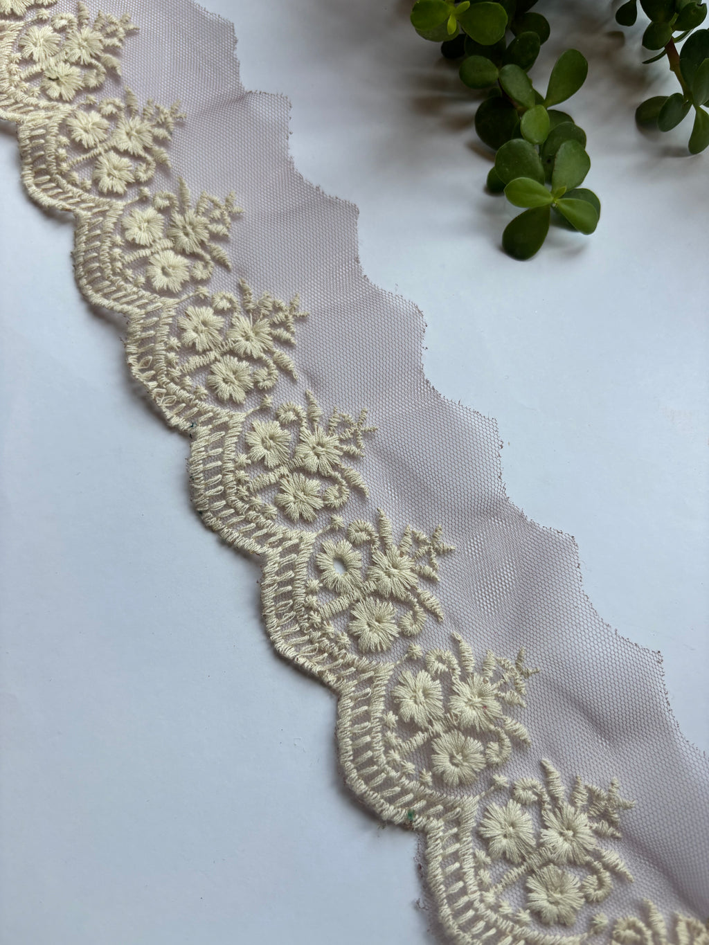 Intricate Scalloped Floral Embroidery Trim