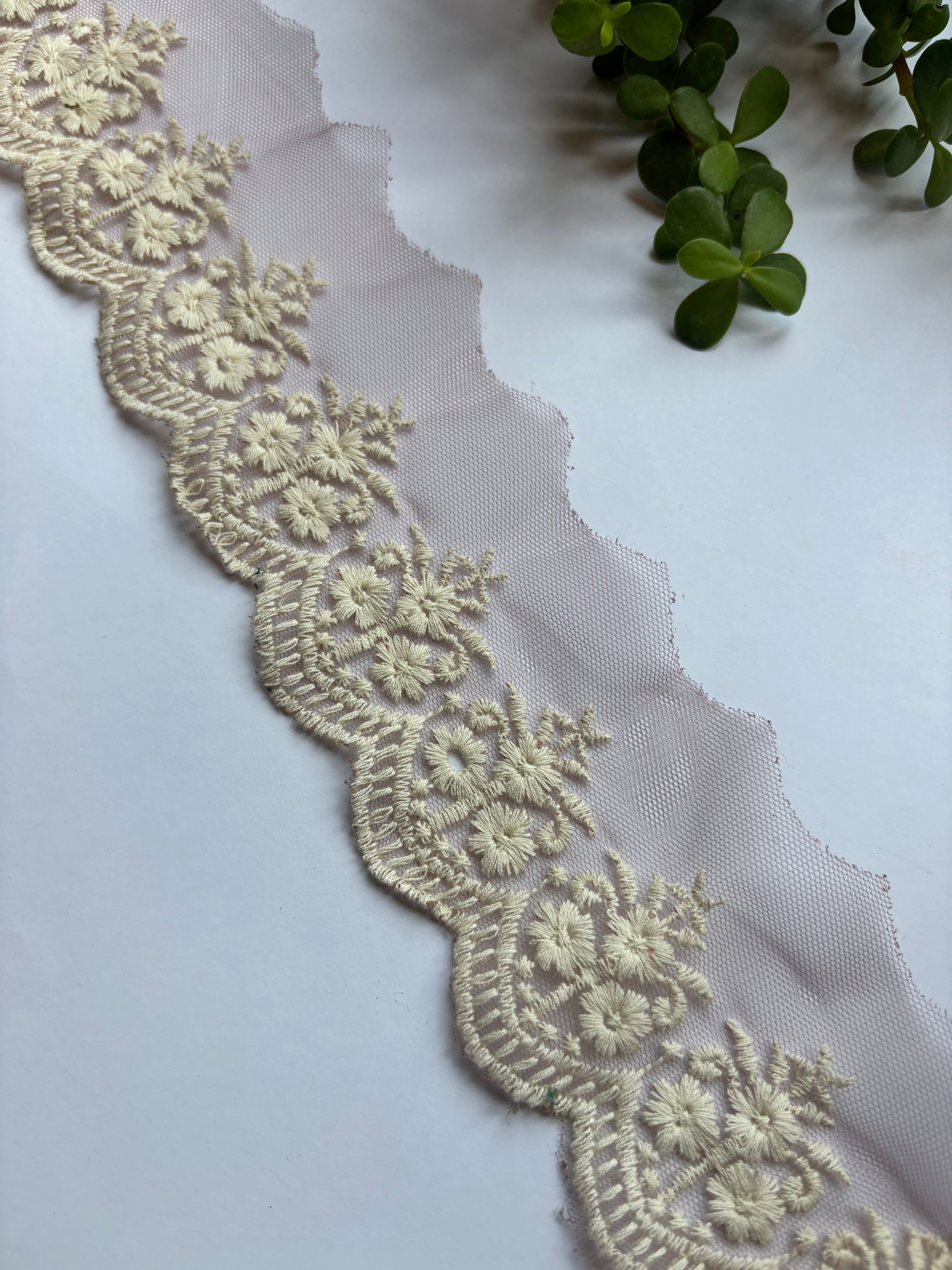 Intricate Scalloped Floral Embroidery Trim