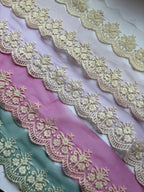 Intricate Scalloped Floral Embroidery Trim