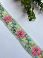 Floral Embroidered Net Trim with Zardozi Work