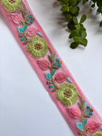 Floral Embroidered Net Trim with Zardozi Work