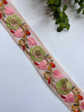 Floral Embroidered Net Trim with Zardozi Work