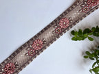 Intricate Floral Embroidery Trim with Sequin Accents