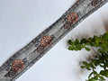 Intricate Floral Embroidery Trim with Sequin Accents