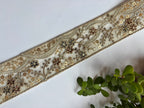 Vintage Zardozi Floral Trim with Gold Sequins