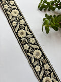 Hand-Embroidered Floral Border Trim