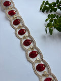 Embroidered Floral Zari Lace with Sequin Accents