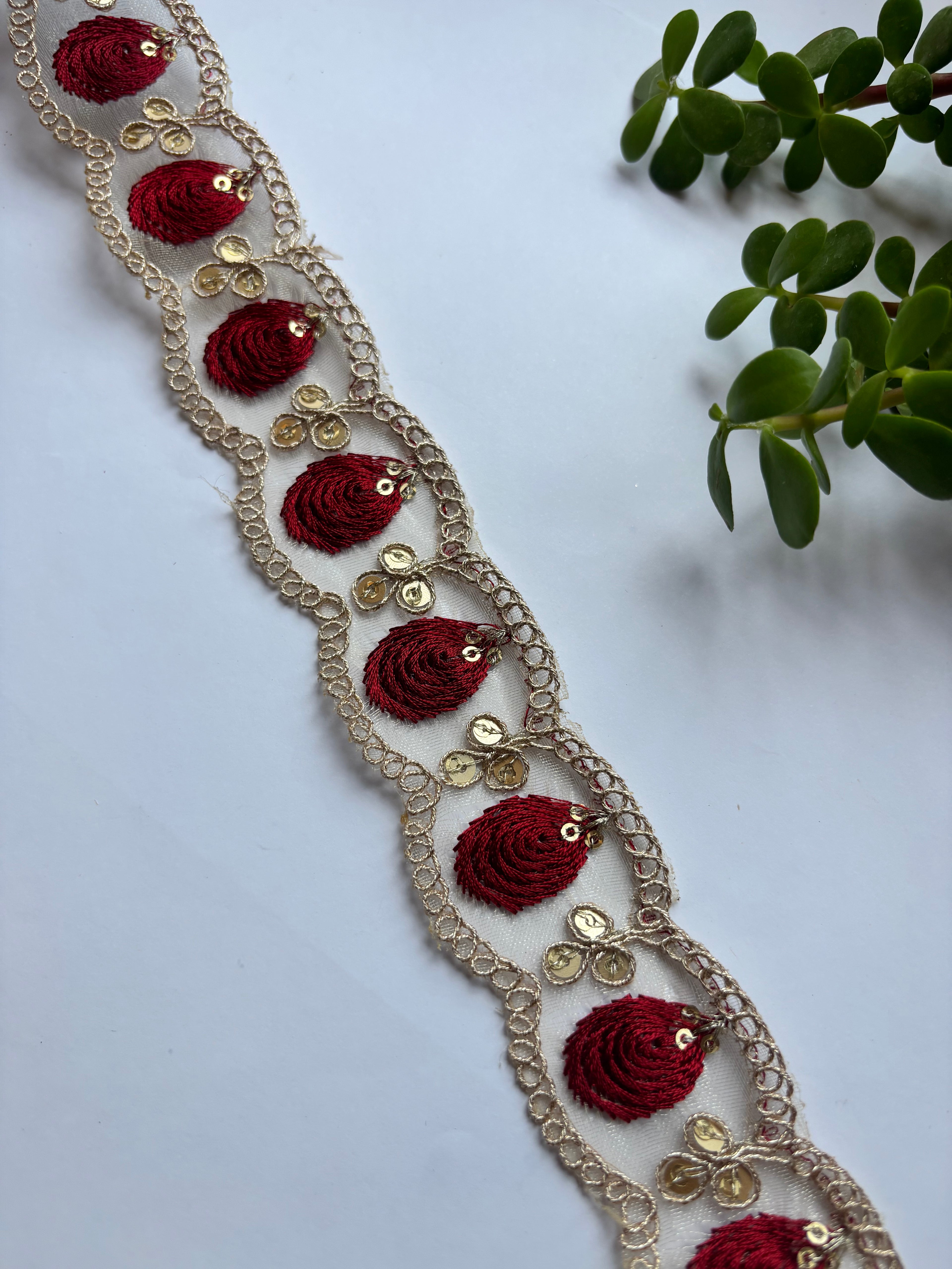 Embroidered Floral Zari Lace with Sequin Accents