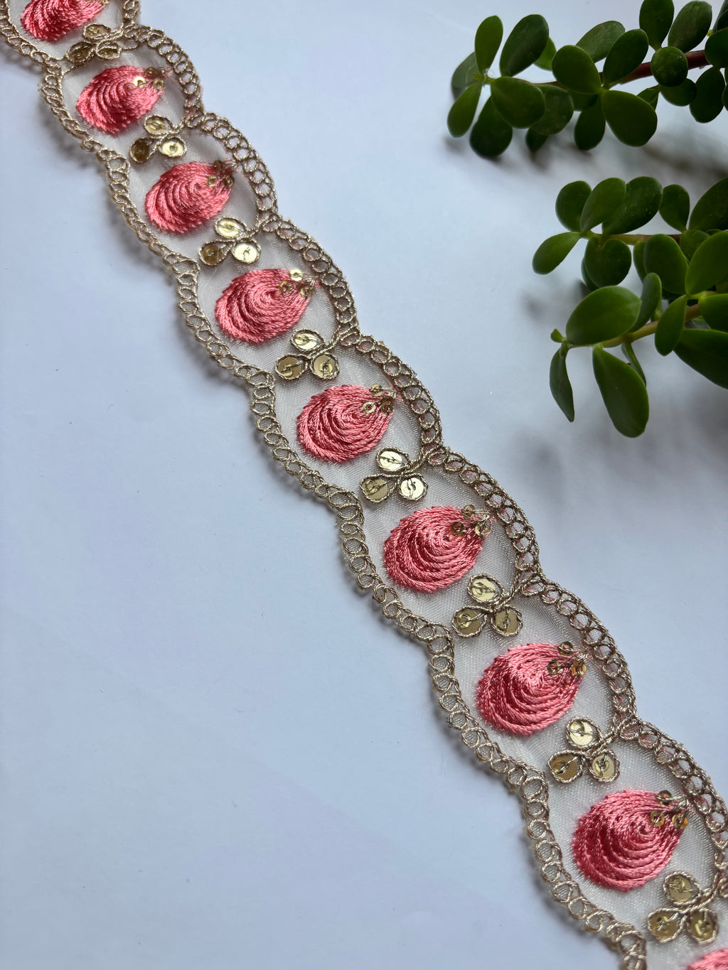 Embroidered Floral Zari Lace with Sequin Accents